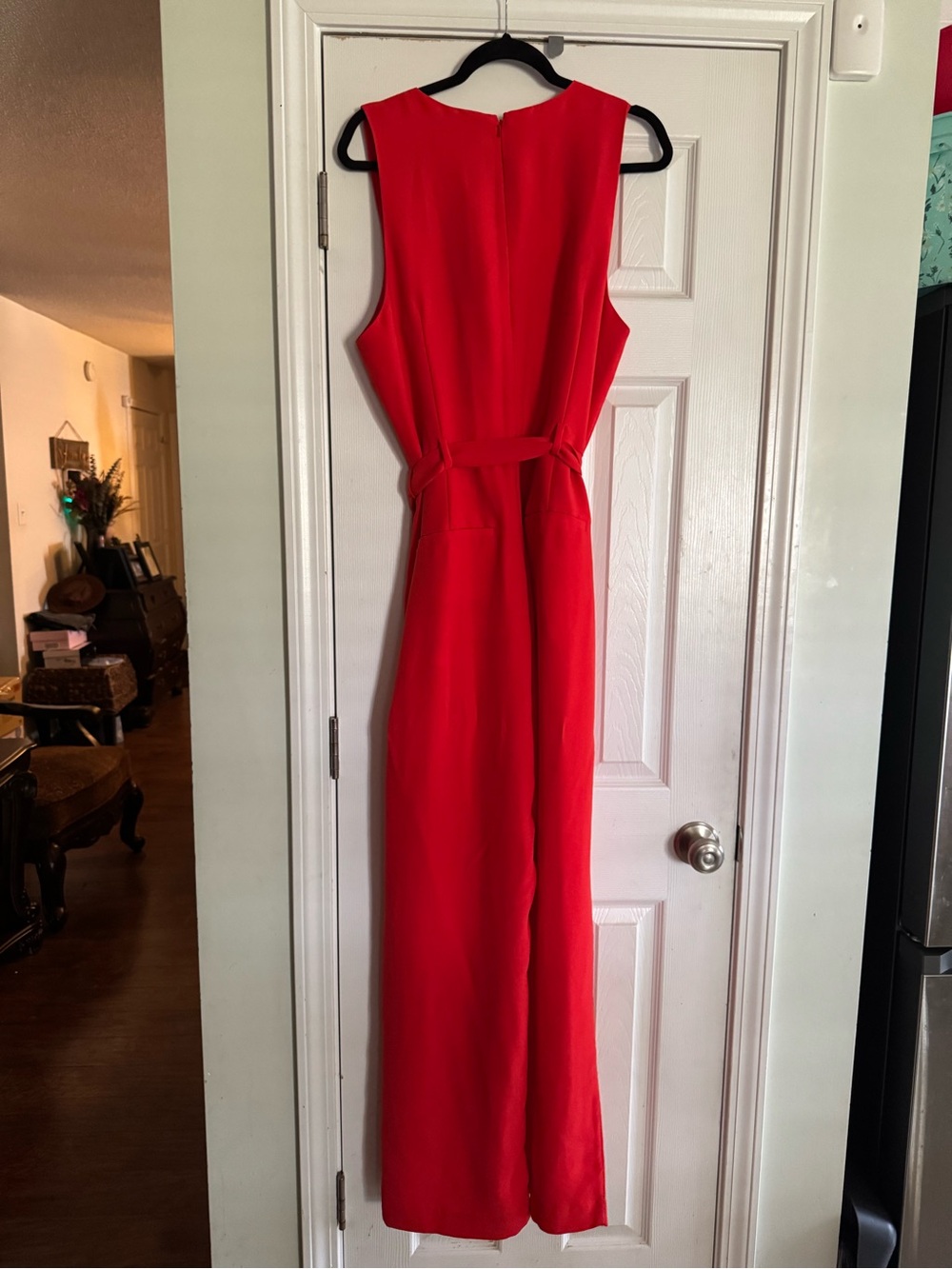 Banana Republic Red Sleeveless Wide-Leg Jumpsuit with Waist Tie